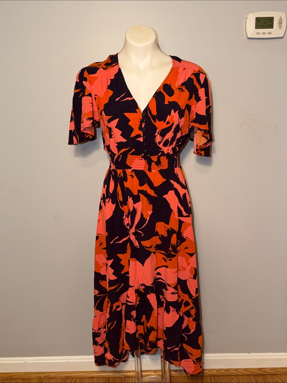 Abel the Label Anthropologie Ladies Flutter Sleeve High Low Midi Dress.